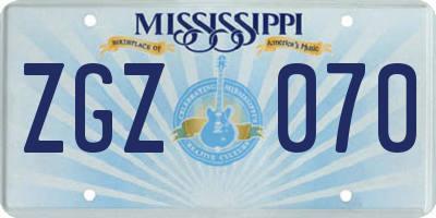 MS license plate ZGZ070