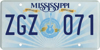 MS license plate ZGZ071