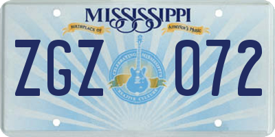 MS license plate ZGZ072