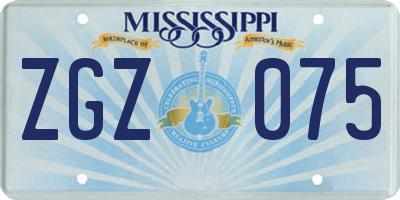 MS license plate ZGZ075