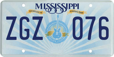 MS license plate ZGZ076