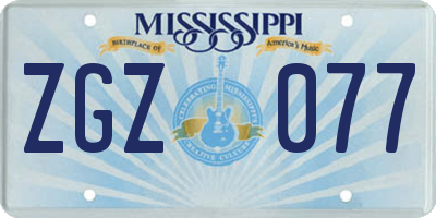 MS license plate ZGZ077