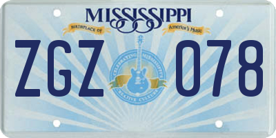 MS license plate ZGZ078
