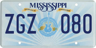 MS license plate ZGZ080