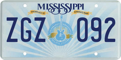 MS license plate ZGZ092