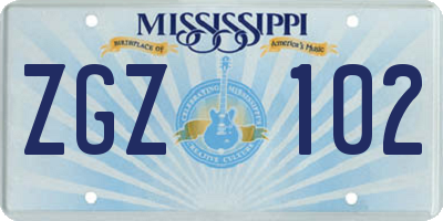 MS license plate ZGZ102