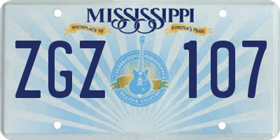 MS license plate ZGZ107