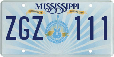 MS license plate ZGZ111