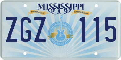 MS license plate ZGZ115