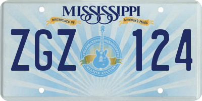 MS license plate ZGZ124