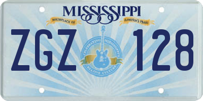 MS license plate ZGZ128