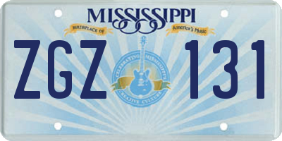 MS license plate ZGZ131