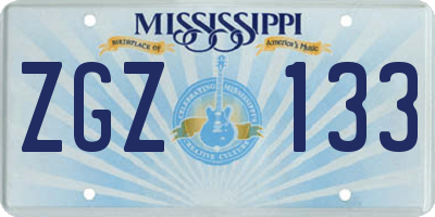 MS license plate ZGZ133