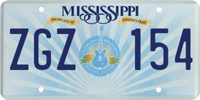 MS license plate ZGZ154