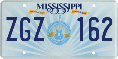 MS license plate ZGZ162