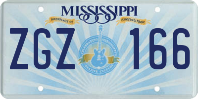 MS license plate ZGZ166