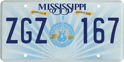 MS license plate ZGZ167