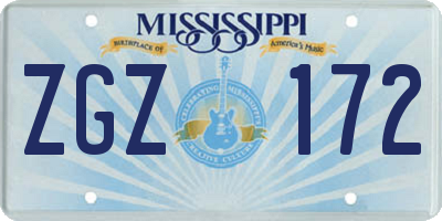 MS license plate ZGZ172