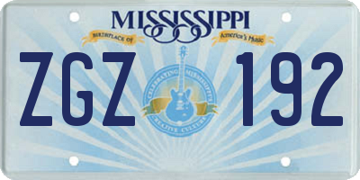 MS license plate ZGZ192