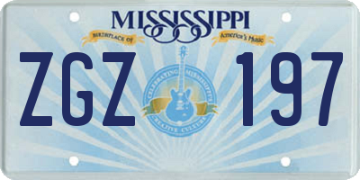 MS license plate ZGZ197