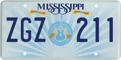 MS license plate ZGZ211