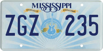 MS license plate ZGZ235