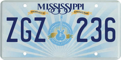 MS license plate ZGZ236