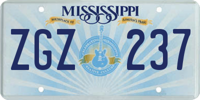 MS license plate ZGZ237