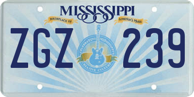 MS license plate ZGZ239