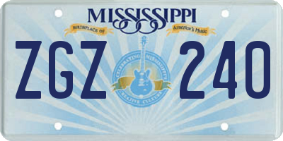MS license plate ZGZ240