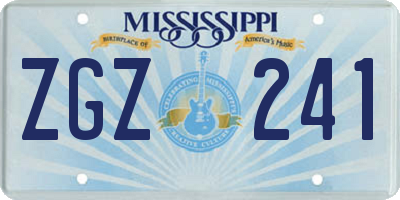 MS license plate ZGZ241
