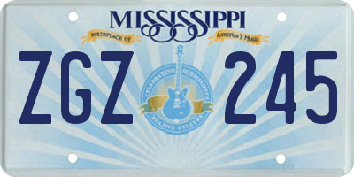 MS license plate ZGZ245