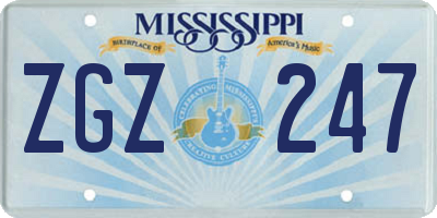 MS license plate ZGZ247