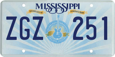 MS license plate ZGZ251