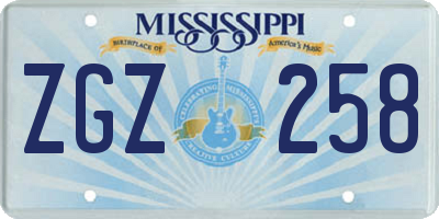 MS license plate ZGZ258