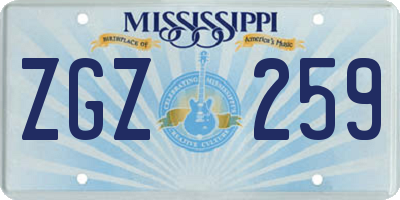 MS license plate ZGZ259