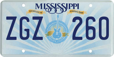 MS license plate ZGZ260