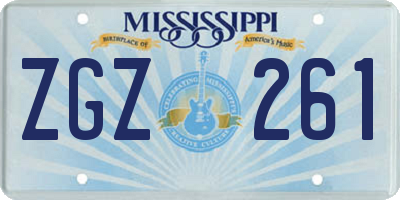 MS license plate ZGZ261