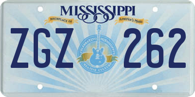 MS license plate ZGZ262