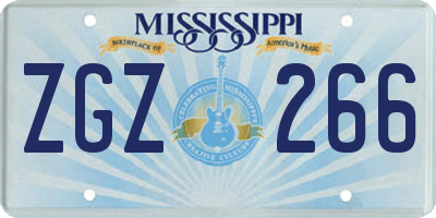 MS license plate ZGZ266