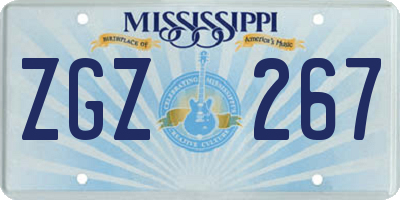 MS license plate ZGZ267