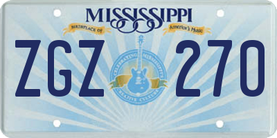 MS license plate ZGZ270