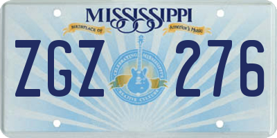 MS license plate ZGZ276