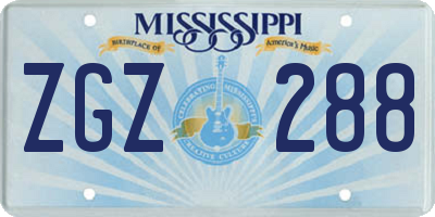 MS license plate ZGZ288