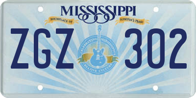 MS license plate ZGZ302