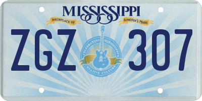 MS license plate ZGZ307