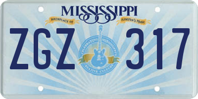 MS license plate ZGZ317