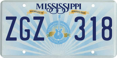 MS license plate ZGZ318