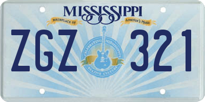 MS license plate ZGZ321