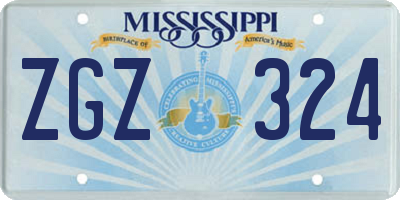 MS license plate ZGZ324